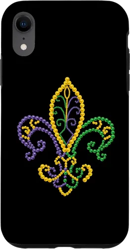 Vista 8 de Funda para iPhone 15 Mardi Gras Fleur De Lis Beads Carnival 2023 Mardi Gras Party Case