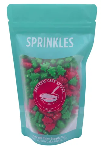 Vista 3 de NCS Gránulos comestibles en forma de árbol de Navidad – Decoración de cupcakes y galletas rojas y verdes, 7 onzas