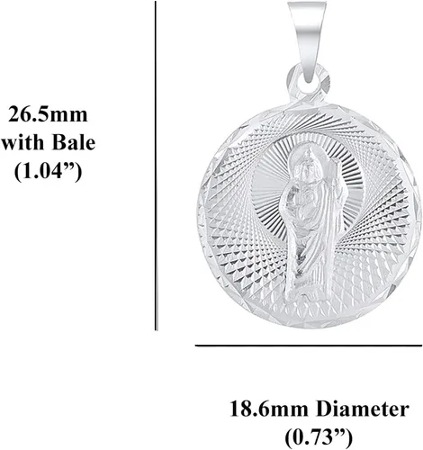 Vista 2 de Jewelry by Debbie - Colgante redondo de plata de ley 925 con corte de diamante de 0.732 in, sin níquel, Metal, No es una piedra preciosa