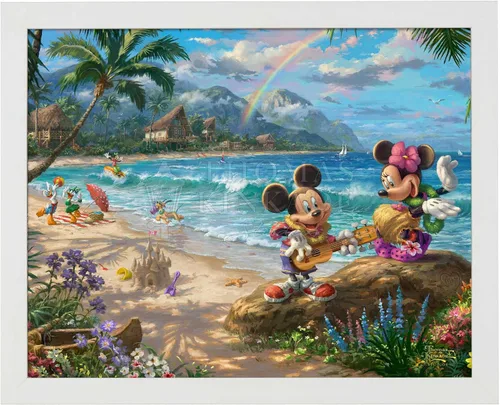 Vista 7 de Thomas Kinkade Studios Disney's Mickey and Minnie in Hawaii - Lienzo con envoltura de galería (8 x 10 pulgadas)