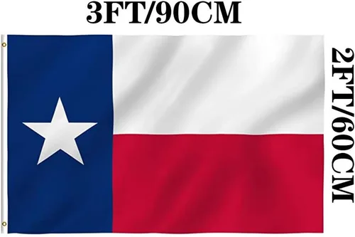 Vista 7 de Jayus Banderas de doble cara del estado de Texas TX de 2 x 3 pies para exteriores, bandera de nailon resistente 320D con 2 ojales Nylon