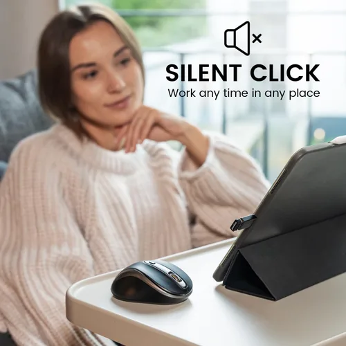 Vista 3 de Perixx PERIMICE-721IB - Ratón ergonómico inalámbrico, diseño óptico de 5 botones, clics silenciosos, compatible con PC de escritorio y portátil