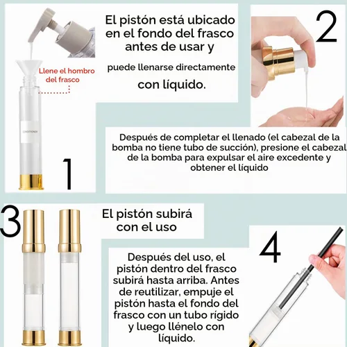 Vista 7 de Botellas de bomba sin aire doradas aprobadas por la TSA de 1 onza/1