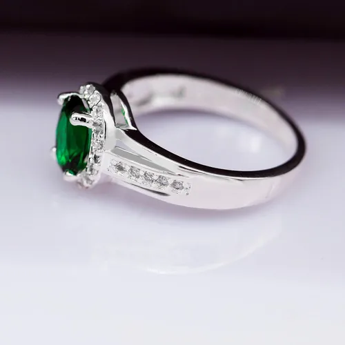 Vista 5 de Uloveido Anillos de declaración de halo de cristal de circonita roja para mujer, joyería chapada en plata PJ139, Piedra, Rubí sintético