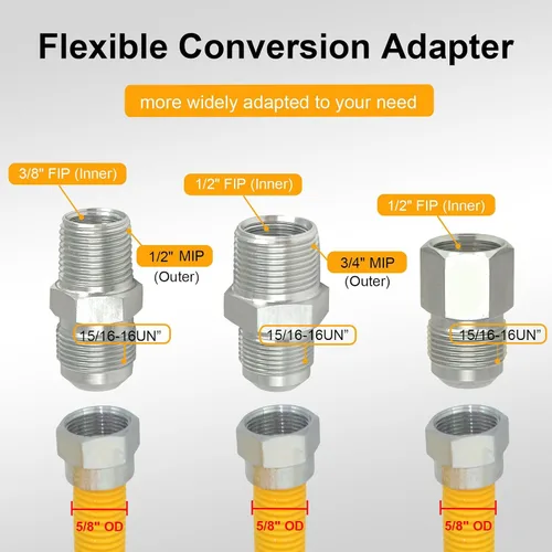 Vista 2 de TTFLEX - Kit de conector para secadora de gas de 48 pulgadas, 1/2 pulgadas