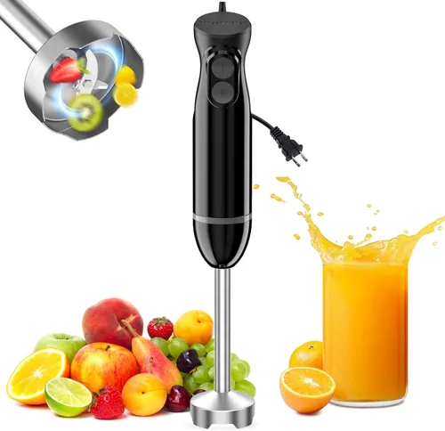 Vista 10 de Bonsenkitchen Hand Blender, Immersion Blender with 2 Mixing Speed, Electric Handheld Mixer Portable Stick Mixer with Stainless Steel Blades for