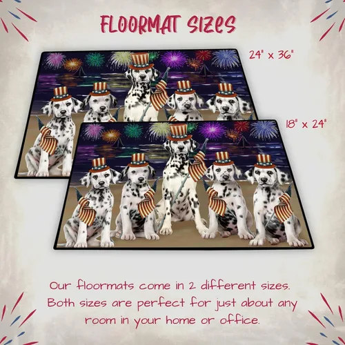Vista 6 de Doggie of the Day Dalmatian Dogs Floor Mat - 4th of July Independence Day - Best Dog Doormat - Protector Decor - Unique Portrait Art - Premium