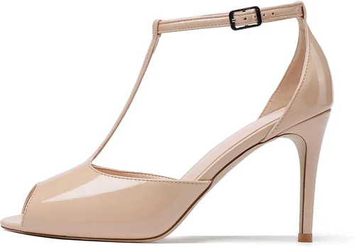 Vista 2 de Zamikoo Sandalias de tacón de aguja para mujer, con correa al tobillo, zapatos de vestir