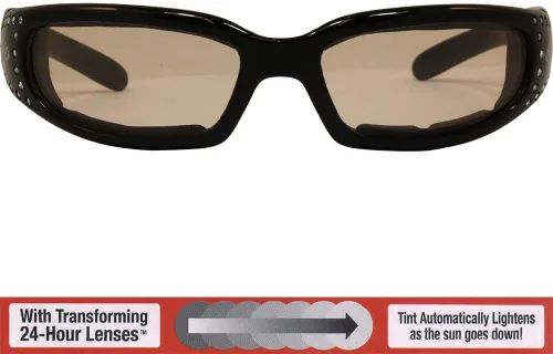 Vista 2 de Global Vision Marilyn 3 - Gafas de montar con diamantes de imitación fotocromáticos con oscurecimiento automático, protección UV400 ANSI Z87.1