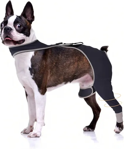 Vista 6 de Funda para perro para evitar lamer la pierna trasera, alternativa al collar cónico, proporciona protección contra heridas, manga de pierna trasera
