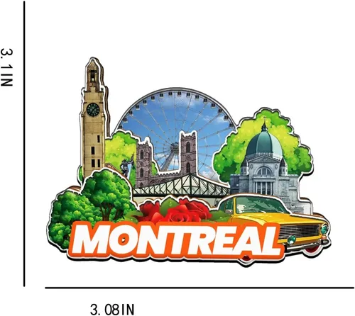 Vista 3 de Montreal - Imán para nevera con imán de madera 3D, monumentos coleccionables de viaje, decoración hecha a mano, 1308