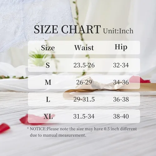 Vista 6 de MEIYATING Tangas de encaje de cintura baja para mujer ropa interior con espalda en V paquete de 5
