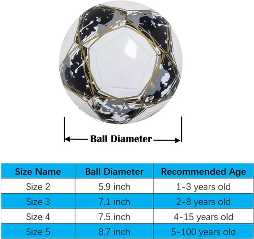 Vista 2 de Balón de fútbol ABAJI tamaño 3, 4, 5 para práctica y entrenamiento, para niños y niñas, regalo, cuero más grueso, anti-explotación