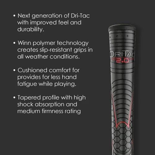 Vista 3 de Winn Golf Grip Dri-Tac 2.0 Ladies & Men's Club Grips - Shock Absorption AVS Technology for Enhanced Performance Optimal Hand Alignment, Grip