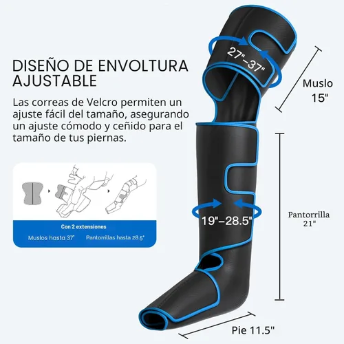 Vista 6 de CINCOM Masajeador de piernas con calor y compresión, masajeador de piernas de compresión de aire para circulación y alivio del dolor musculares