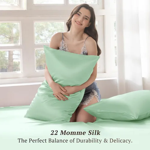 Vista 6 de THXSILK Funda de almohada de seda de morera 100% pura para cabello y piel, 22 momme, 1 paquete de fundas de almohada de seda con cierre