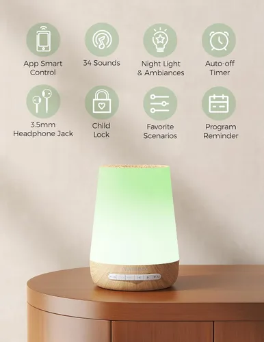 Vista 2 de Momcozy Monitor de bebé inteligente WiFi con cámara y audio y máquina de ruido blanco Momcozy para dormir del bebé con luz nocturna