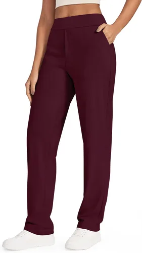 Vista 16 de G4Free ShiftReady - Pantalones de yoga para mujer Pierna recta, bolsillos traseros de imitación, cintura alta, elegante y drapeado, resistente a