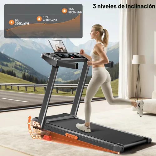 Vista 2 de 16% Treadmills for Home, 3-in-1 Foldable Treadmill with Incline, Portable Treadmill with Handle, 3.0HP Quiet Walking Pad Treadmill, 12 Automatic
