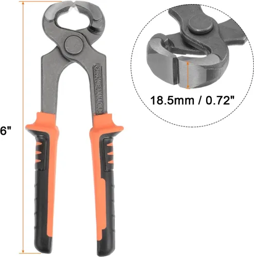 Vista 2 de HARFINGTON Alicates de corte de extremo de 6 pulgadas, alicates extractores de uñas con mango de PVC naranja negro para manualidades de bricolaje