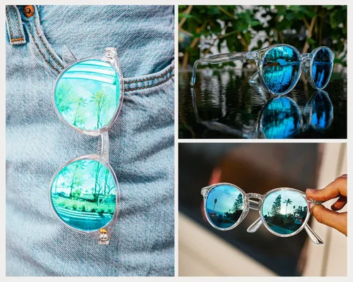 Vista 3 de WearMe Pro - Gafas de sol redondas retro resistentes 100% UVAUVB para mujeres y hombres