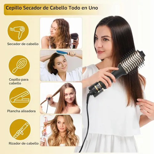 Vista 2 de Nicebay Cepillo secador de pelo en uno, cepillo secador de pelo para mujeres, cepillo de soplado de un paso con pantalla de visualización, barril
