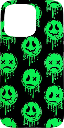 Vista 31 de Melting Happy Face Smile Trippy Sad Face Graffiti Green Case for iPhone 17