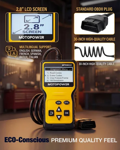 Vista 8 de MOTOPOWER MP69033 - Lector de código, OBD2, escáner, para automóvil, fallo del motor, herramienta de diagnóstico, CAN, para todos los coches