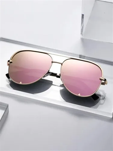 Vista 6 de ADE WU Gafas de sol estilo aviador retro de gran tamaño para mujer, clásicas, negras, doradas, de metal, vintage, grandes pilotos