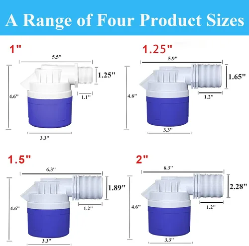 Vista 2 de Válvula de flotador de control automático de nivel de agua de entrada lateral de 2 pulgadas de 1PC Para tanque de agua, piscinas, estanque