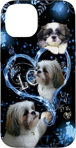 Vista 4 de Funda para PC iPhone 16 I Love Shih Tzu Dogs Flowers Heart Shih Tzu Metal
