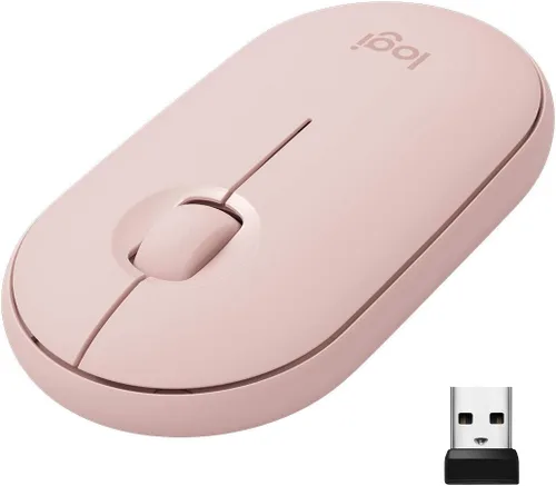 Vista 2 de Logitech Pebble M350 - Mouse inalámbrico con Bluetooth o USB, silencioso y delgado con clic silencioso para iPad, laptop, laptop, PC y Mac, rosa