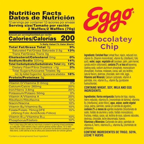 Vista 14 de Eggo Waffles con chispas de chocolate, comida para el desayuno, 24 gofres (congelados)