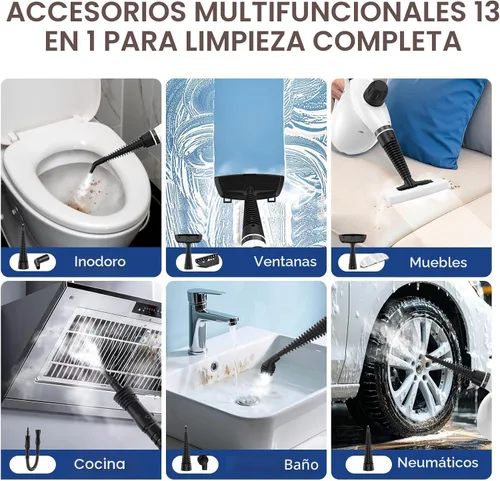Vista 5 de LABIGO Limpiador de Vapor, Vaporizador de Mano Presurizado de 13 Piezas para Limpieza Profunda Natural Multiusos, Vaporizador Portátil para Limpiar