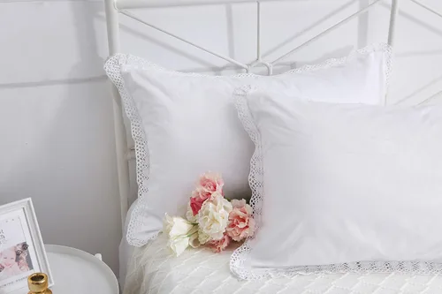 Vista 5 de Fundas de almohada de encaje de ganchillo blanco tamaño Queen, fundas de almohada de algodón puro para cama, 2 piezas de 30 x 20 pulgadas