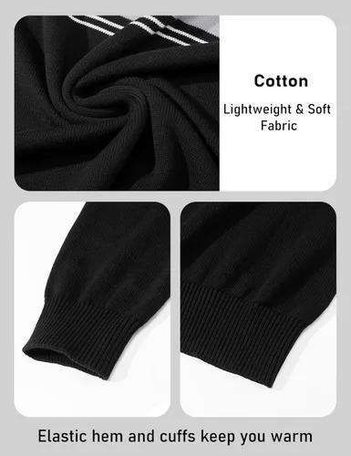 Vista 42 de MAGCOMSEN Suéteres de algodón con cremallera de 1/4 para hombre, suéter tipo polo, a rayas, para otoño e invierno, sudaderas cálidas