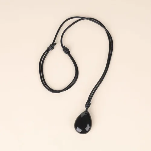Vista 6 de COAI Collar de cristal de lágrima ajustable con cordón de cuero