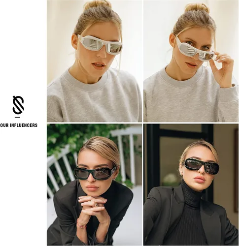 Vista 2 de SOJOS Gafas de sol envolventes para mujeres y hombres, gafas de sol planas SJ2268