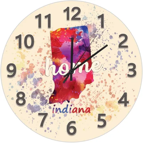 Vista 98 de UFunhome Reloj de pared con mapa del estado de Nevada, acuarela, Estados Unidos, reloj redondo de madera, funciona con pilas, silencioso, sin