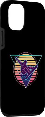 Vista 3 de iPhone 15 Retro Futuristic Snowboarder Synthwave Snowboarding Case