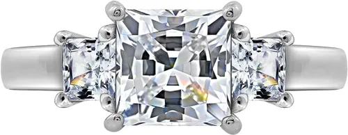 Vista 5 de Tienda Collection Platinum or Gold Plated Sterling Silver Princess-Cut 3-Stone Ring made with Infinite Elements Zirconia