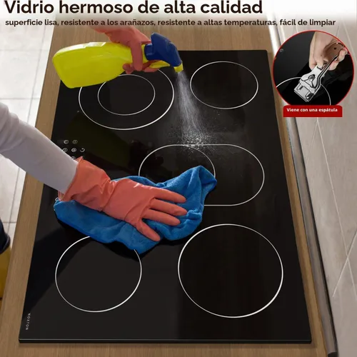 Vista 7 de Noxton Estufa eléctrica de 30 pulgadas, 5 quemadores, estufa eléctrica de cerámica radiante integrada con control táctil de sensor, bloqueo