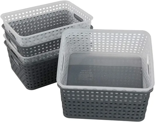 Vista 6 de Paquete de 6 cestas pequeñas de tejido, cesta de plástico para almacenamiento