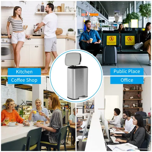 Vista 7 de Cubo de Basura con Pedal de Acero Inoxidable de 13 Galones Cubo de Basura de Metal con Tapa Cubos de Basura Grandes para Cocina, Baño, Baño, Oficina