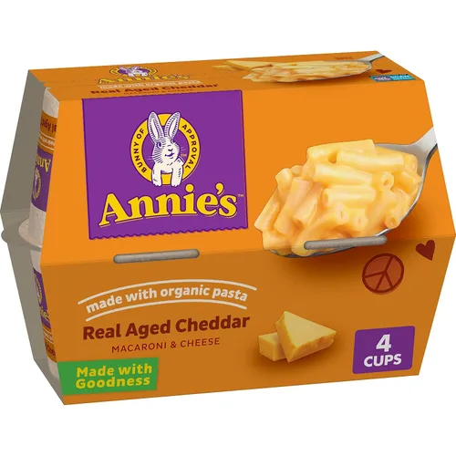 Vista 21 de Tazas de macarrones con queso al microondas de queso cheddar real envejecido de Annie's, con pasta orgánica, hechas con queso real, guarnición
