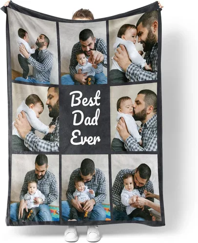Vista 10 de Manta personalizada con texto en imagen, manta personalizada para papá, novio, mantas de franela personalizadas para papá, regalos de esposa, hija