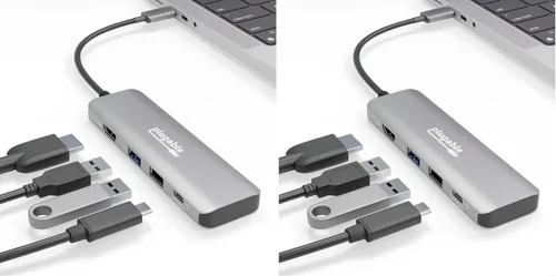 Vista 8 de Plugable Adaptador multipuerto USB C, 4 en 1, carga de paso de 100 W, USB C a HDMI 4K 60Hz, Hub de puerto múltiple USB para Windows, Mac, iPad Pro