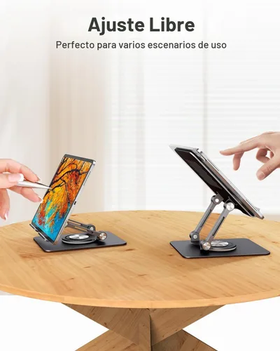 Vista 5 de JUANWE Soporte giratorio para iPad para escritorio, soporte de tableta de Negro