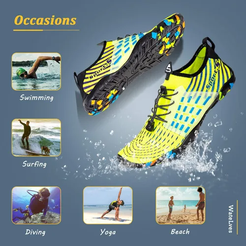 Vista 7 de WateLves - Zapatos de agua para hombres y mujeres, para natación, playa, piscina, surfear, hacer yoga o aeróbico acuático, calcetines para el agua