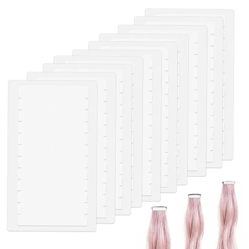 Vista 11 de 480 Piezas de Cinta Adhesiva para Extensiones de Cabello, Cinta Adhesiva de Doble Cara para Cabello Humano, Cinta Adhesiva de Reemplazo para Azul